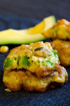
                    
                        Super tasty fritters loaded with avocado and corn. Great to meet the green and yellow pieces when you bite! These are gluten-free too! | giverecipe.com | #fritters #avocado #corn #appetizer
                    
                