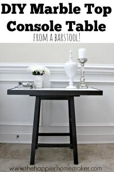 
                    
                        DIY Marble Top Table from a Barstool LOVE THIS!!!
                    
                