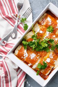 
                    
                        Amp up your classic Chicken Enchiladas with Goat Cheese (YUM!) One of our favorite recipes lately, we've made it again and again!
                    
                