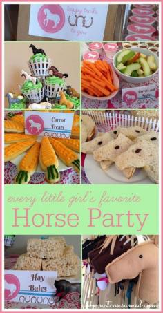 
                    
                        Do you have a horse lover?  She is going to love these ideas for the ultimate horse party. Horse games, horse crafts, horse party food. Need I say more?
                    
                