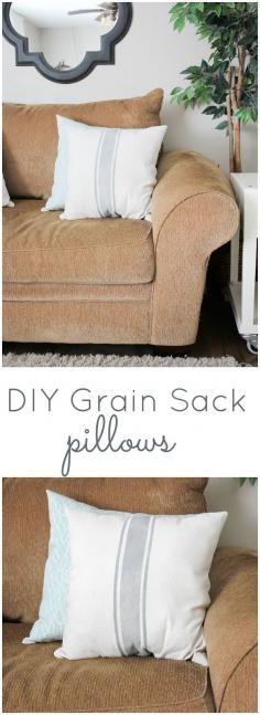 
                    
                        These DIY Grain Sack Pillows are so easy to make. I just love how well the fabric paint has held up. Totally going to use this new paint on some more projects!!
                    
                