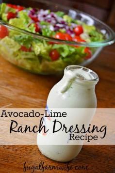 
                    
                        Avocado-Lime Ranch Dressing. This recipe takes ranch dressing to a whole new level with a bit of avocado and lime. So good! Especially on Taco salad.
                    
                