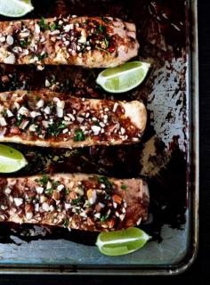 
                    
                        BAKED SALMON WITH WASABI SOY ALMONDS
                    
                
