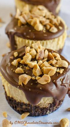 Mini Chocolate Peanut Butter Cheesecakes Recipe | OMG Chocolate Desserts