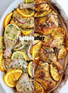 Herb Citrus Roasted Chicken....made this for dinner with just chicken breasts and it was amazing.  New meal added to the healthy dinner rotation.  I added fingerling potatoes and fresh green beans and served with steamed broccoli.
