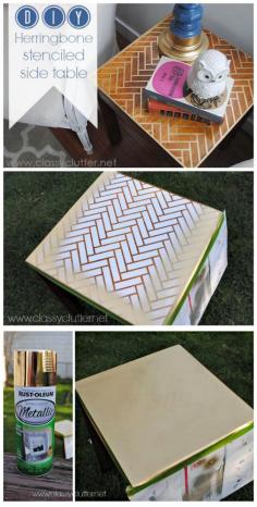 
                    
                        DIY Herringbone Side Table Tutorial - www.classyclutter...
                    
                