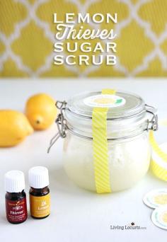 
                    
                        Easy DIY Gift Idea! Homemade Lemon & Thieves Sugar Scrub and Mother's Day Free Printables. Craft idea for Essential Oils. LivingLocurto.com
                    
                