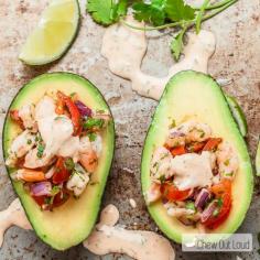 
                    
                        6 Delicious & Healthy Stuffed Avocado Recipes -Stuffed Avocado Shrimp Salad
                    
                