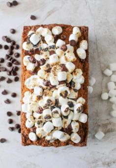 
                    
                        S’MORES QUICK BREAD WITH GRAHAM CRACKER STREUSEL & TOASTED MARSHMALLOWS
                    
                
