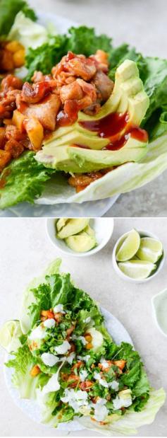 
                    
                        BBQ Chicken and Pineapple Lettuce Wraps I howsweeteats.com
                    
                