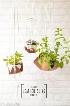
                    
                        Slouchy Leather Sling Planters
                    
                