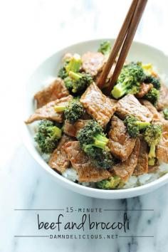 Easy Beef and Broccoli - The BEST beef and broccoli made in just 15 min. It's healthy too!  This site even has nutrition information for each recipe.