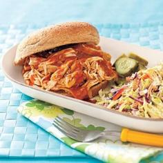 Pulled Chicken Sandwiches cooked in Crock pot.