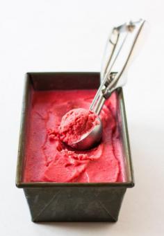 Strawberry Goat Cheese Sherbet (no ice cream maker required)