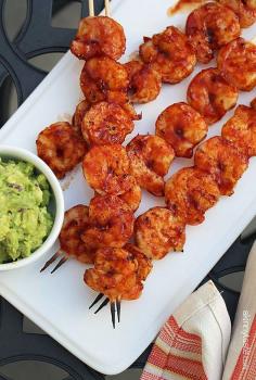 BBQ Shrimp Skewers | Skinnytaste. Use homemade BBQ sauce.