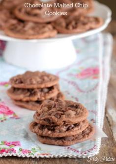 Chocolate Malted Chip Cookies Recipe  |  Picky Palate
