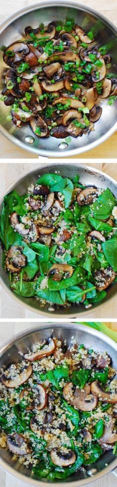 
                    
                        Spinach and Mushroom Quinoa (Gluten Free Vegan) Delete the butter and it’s 21 Day good to go!
                    
                