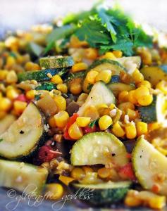 Summer corn, zucchini, green chiles and lime salad... deliciously healthy side dish! Gluten free!