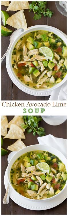 
                    
                        Chicken Avocado Lime Soup - this soup is AMAZING! It's basically chicken tortilla soup but with tons of avocados.
                    
                