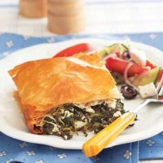 Spinach and Feta Pie - So tasty and flaky! All the butter that goes into this makes this vegetarian dinner scrumptious!