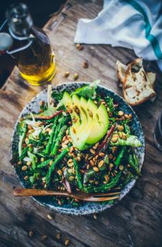Kale Salad with Quinoa, Avocado and Asparagus / Wholesome Foodie