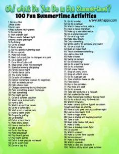 List of 100 fun summertime family activities!