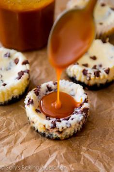 I'm making these for Thanksgiving dessert! Salted Caramel Chocolate Chip Cheesecakes.