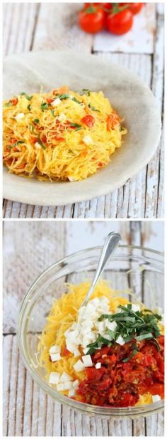 
                    
                        Caprese Spaghetti Squash Recipe with Roasted Tomatoes {Vegetarian}...171 calories and 4 Weight Watchers PP | cookincanuck.com #healthy
                    
                