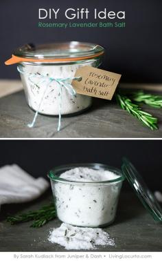 DIY Rosemary Lavender Bath Salt - Easy Homemade Gift Idea or party favors.