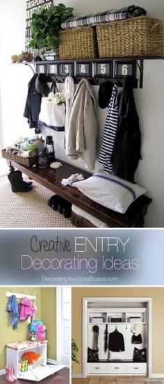 I love this idea for a front entry way or hall  Bench, Hooks, Shelf above, baskets