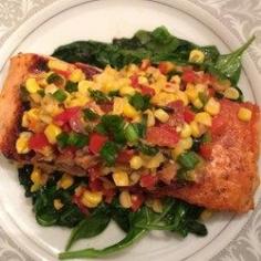 
                    
                        Grilled Salmon with Bacon and Corn Relish Allrecipes.com
                    
                