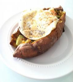 
                    
                        Baked Sweet Potato with Salsa, Avocado & Fried Egg | Hummusapien
                    
                