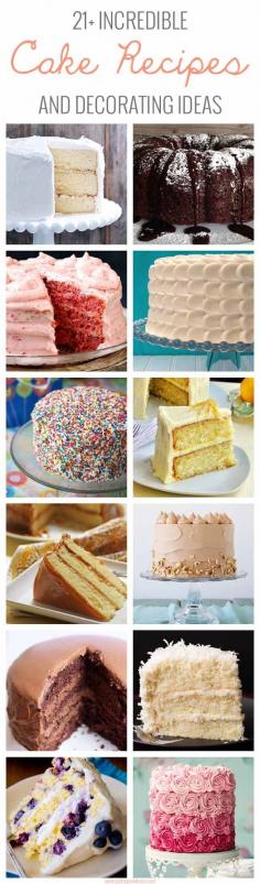 
                    
                        21+ Incredible cake recipes and easy decorating ideas! Seriously every single one of these is beautiful and delicious! Definitely something for all of your loved ones!
                    
                