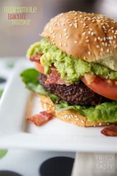 Guacamole Bacon Burger. This would be great with a soy or turkey burger and a whole wheat bun!