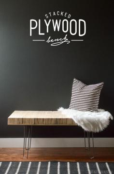 DIY Stacked Plywood Bench Tutorial - source for hairpin legs