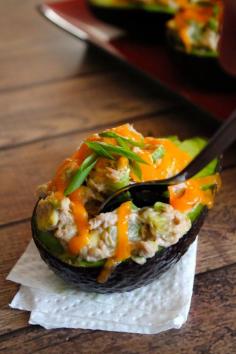 
                    
                        6 Delicious & Healthy Stuffed Avocado Recipes -Avocado Stuffed Tuna Melt
                    
                
