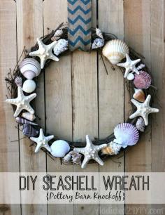 diy seashell wreath pottery barn knockoff, crafts, seasonal holiday d cor, wreaths