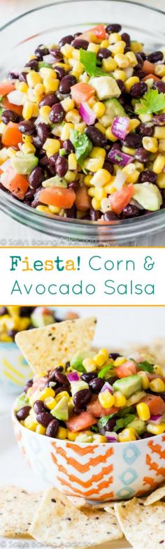 
                    
                        Completely addicting corn salsa packed with avocado, black beans, cilantro, and plenty of flavor!
                    
                