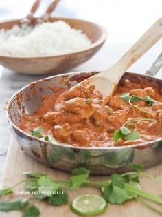 Indian Butter Chicken Recipe is full of flavor and ready for the table in 30 minutes. I LOVE butter chicken!!