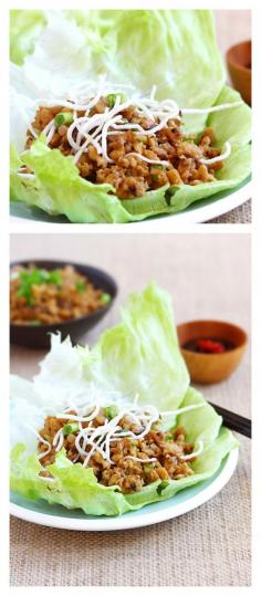 Lettuce Wraps (PF Chang’s Copycat Recipe) | http://rasamalaysia.com