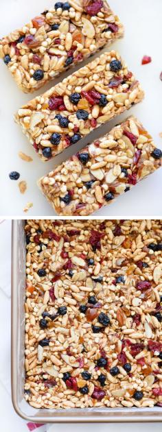 
                    
                        Chewy Almond Butter Power Bars with puffed brown rice and puffed millet give the bars a texture like rice cereal bars, minus the refined sugar and marshmallow fluff | foodiecrush.com
                    
                