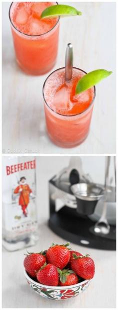 
                    
                        Fresh Strawberry and Lime Tom Collins Cocktail Recipe...161 calories and 1 Weight Watchers PP | cookincanuck.com #gin
                    
                