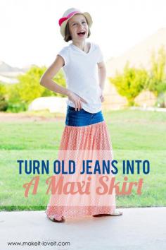 
                    
                        Turn Old Jeans into a Maxi Skirt | via Make It and Love It
                    
                