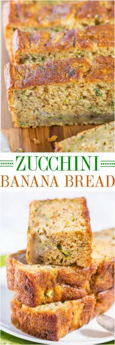 
                    
                        Zucchini Banana Bread - Soft, super moist, easy, no mixer needed! Jazz up regular banana bread by adding zucchini and it's healthier, too!! (Great recipe to save for when your garden is over-flowing with zucchini!)
                    
                