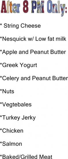 After 8pm List // make a list for yourself that includes healthy late night snack options