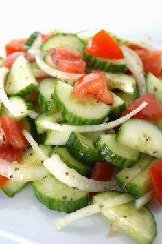 Healthy Cucumber Salad recipe. But I don't like raw tomato, so maybe sub in bell pepper?