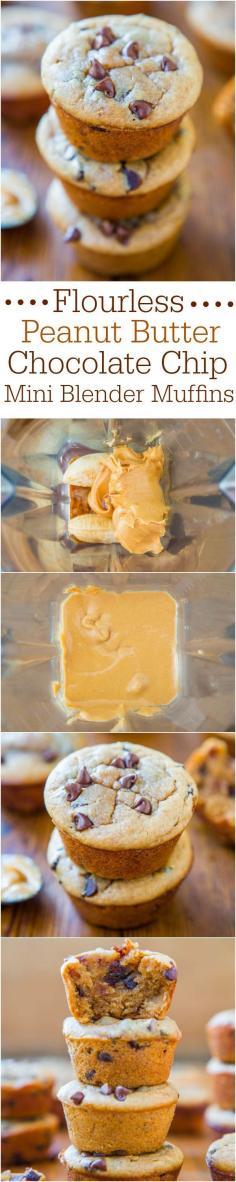 
                    
                        Flourless Peanut Butter Chocolate Chip Mini Blender Muffins (GF) - No refined sugar, flour, or oil & under 100 calories!
                    
                