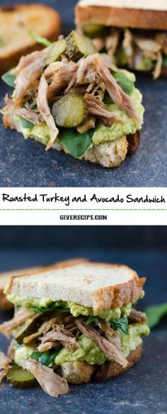 
                    
                        Roasted Turkey and Avocado Sandwich is a great twist on your leftover turkey. A simple yet rich, creamy, healthy and very tasty sandwich.| giverecipe.com | #turkey #avocado
                    
                