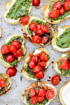 
                    
                        Bruschetta with Ricotta and Pesto
                    
                