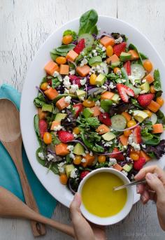 
                    
                        This Strawberry Papaya Salad is loaded with amazing flavors! I love the sweetness from the fruit balanced with the tanginess of the dressing and blue cheese. The added sumac to the lemony vinaigrette enhances the flavors so much. From Taste Love & Nourish on TasteLoveAndNouri...
                    
                